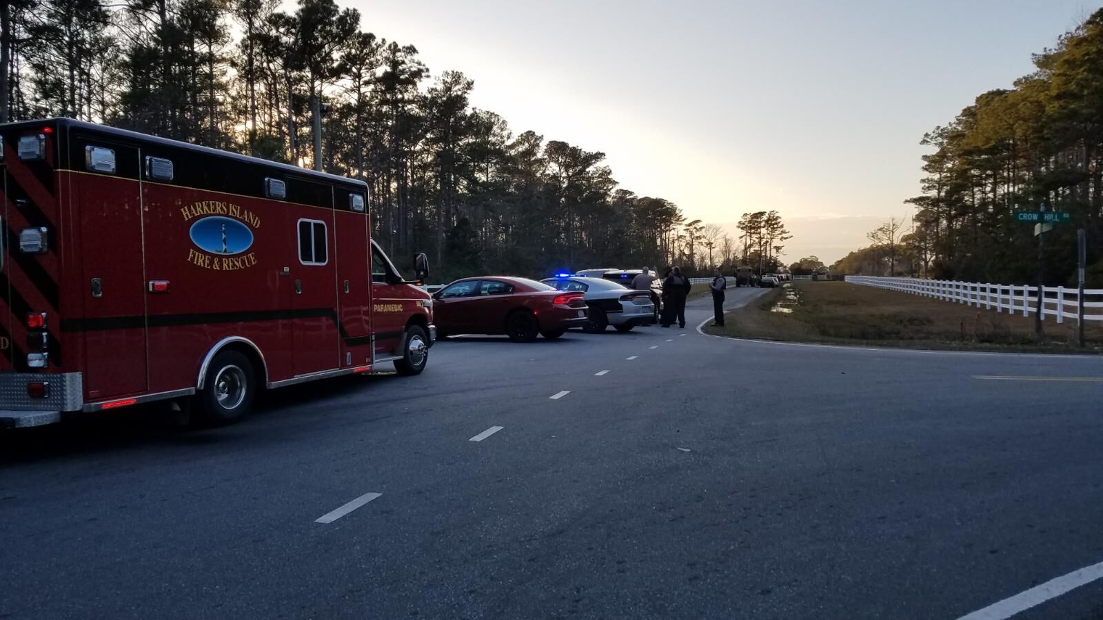 Law enforcement respond to emergency call Down East
